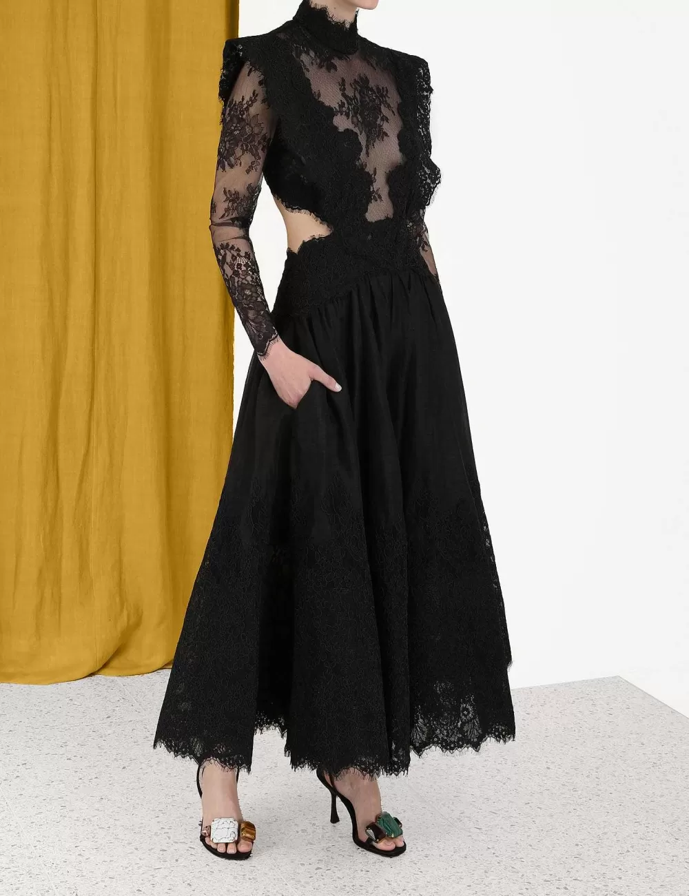 Fashion ZIMMERMANN Sensory Lace Yoke Gown