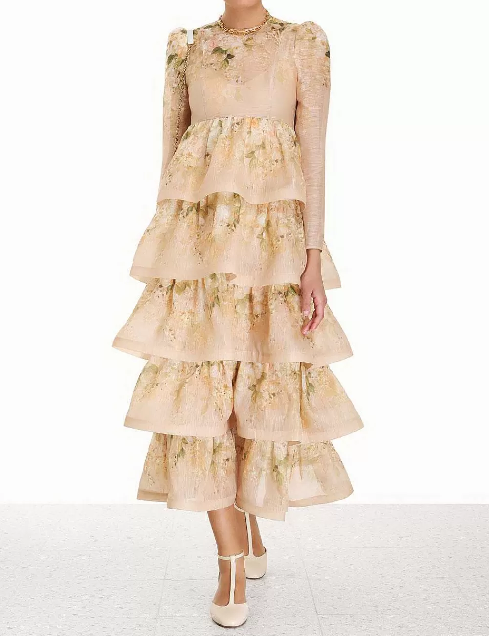 Shop ZIMMERMANN Sensory Tiered Midi Dress
