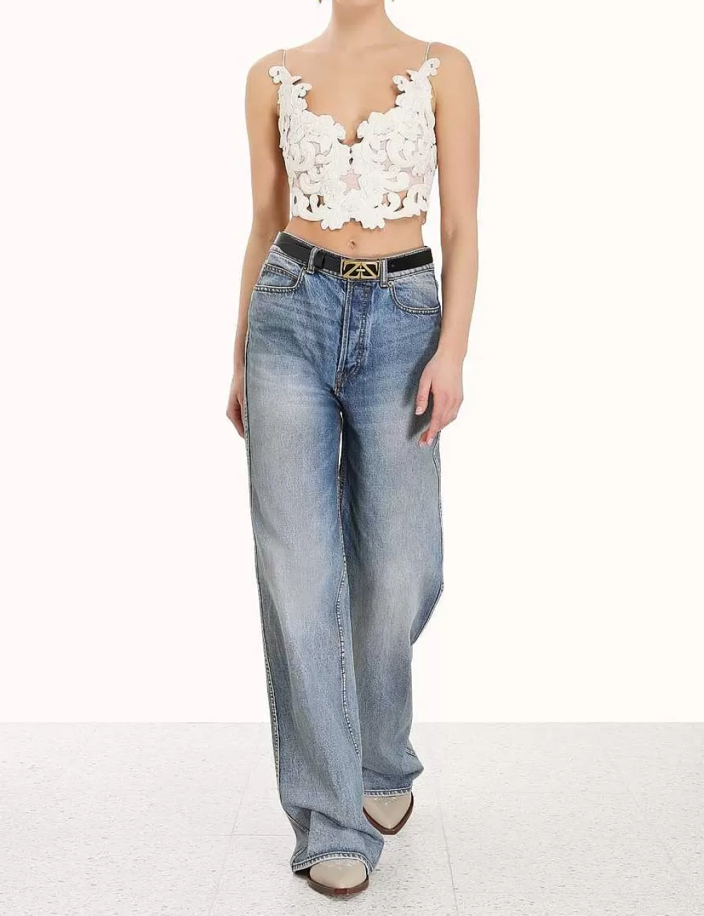 Cheap ZIMMERMANN Sensory Velvet Lace Bodice