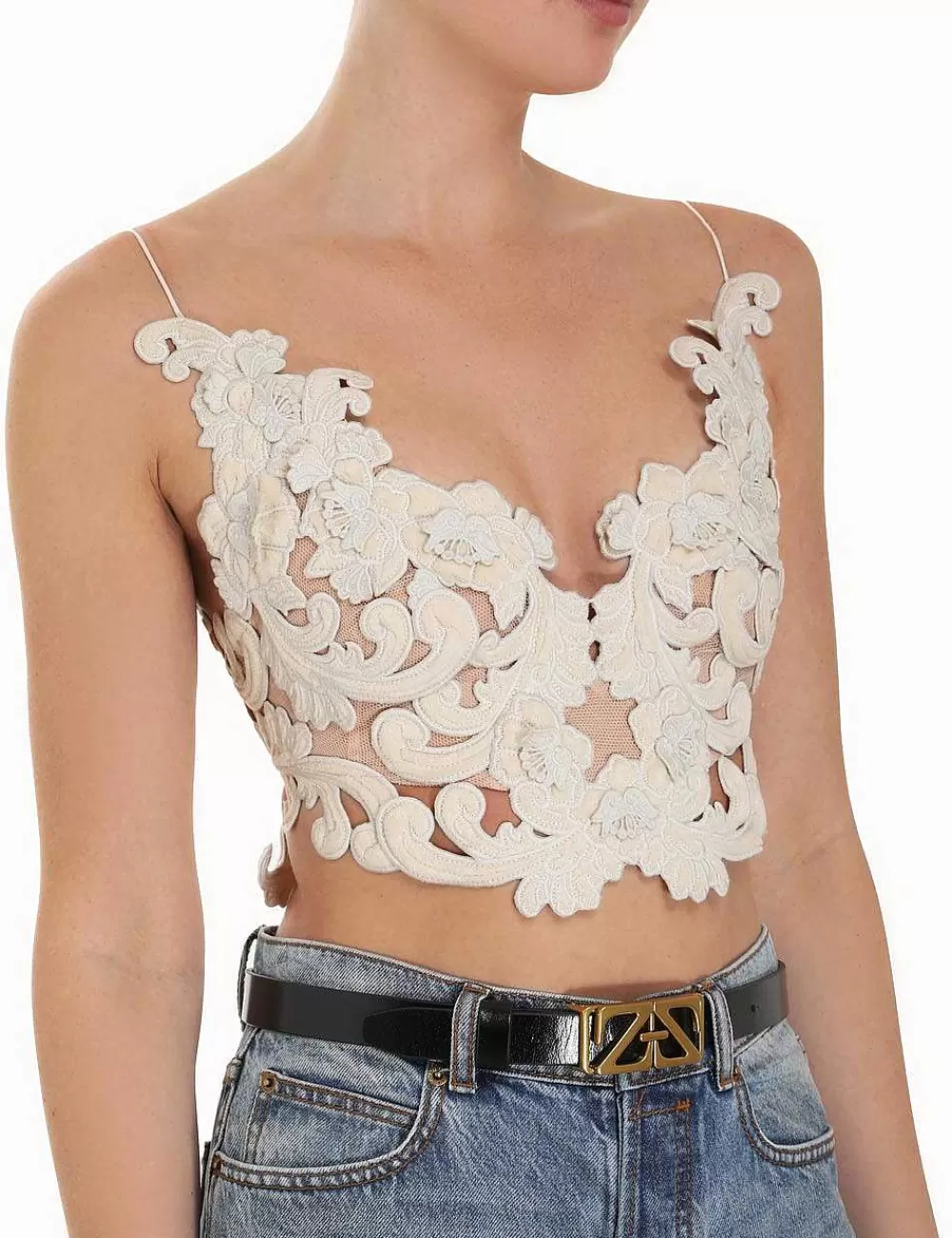 Cheap ZIMMERMANN Sensory Velvet Lace Bodice