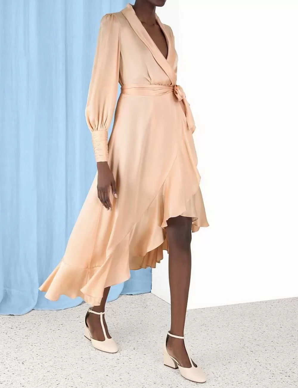 Store ZIMMERMANN Silk Wrap Midi Dress