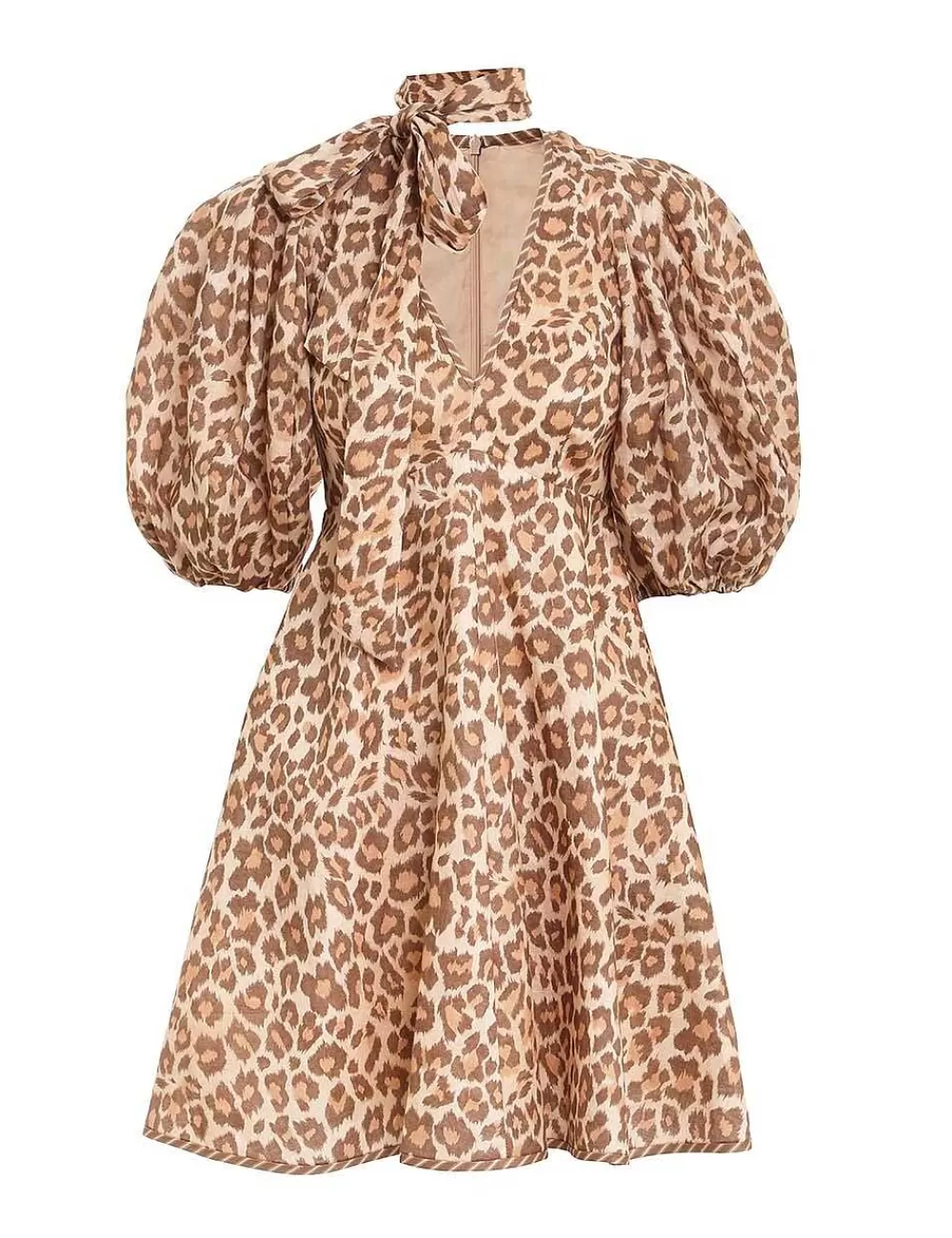 New ZIMMERMANN Tie Neck Mini Dress